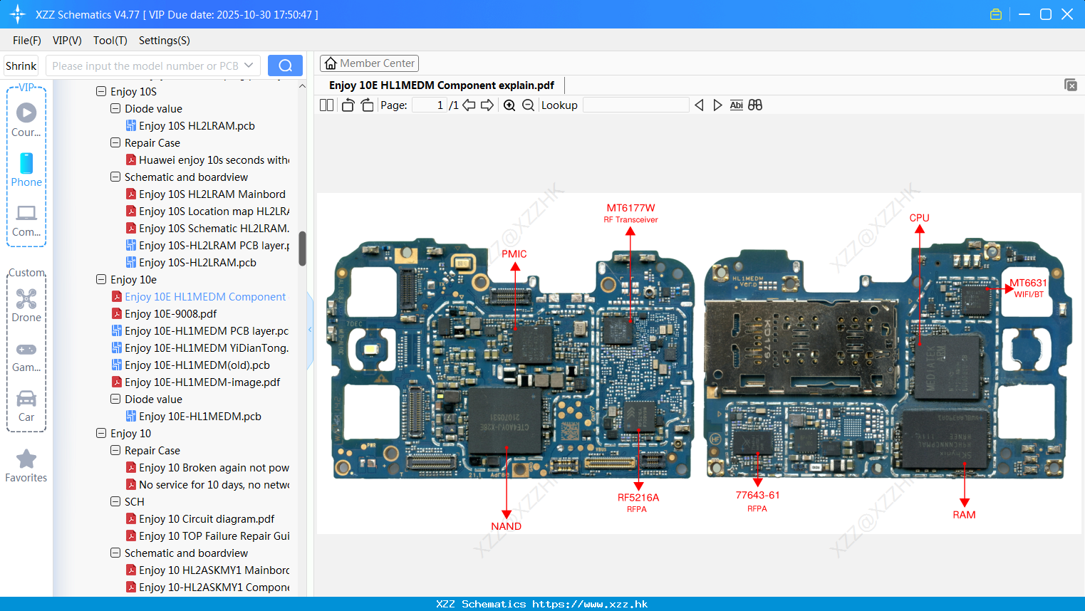 Huawei Enjoy 10E HL1MEDM Component Explain